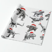 CHRISTMAS GIFT WRAP MET DINOSAURS MET SANTA HATS CADEAUPAPIER (Uitgerold)