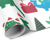 CHRISTMAS GIFT WRAP MET DINOSAURS MET SANTA HATS CADEAUPAPIER (Rol Hoek)