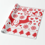 CHRISTMAS GIFT WRAP SCANDINAVIAN REINDEER IN RED CADEAUPAPIER<br><div class="desc">SCANDINAVIAIRE PATROON GIFT WRAPPING VOOR CHRISTMAS</div>