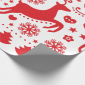 CHRISTMAS GIFT WRAP SCANDINAVIAN REINDEER IN RED CADEAUPAPIER (Hoek)