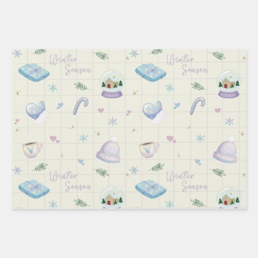 Christmas Gift Wrap with Festive Holiday Patterns  Inpakpapier Vel (Voorkant 3)