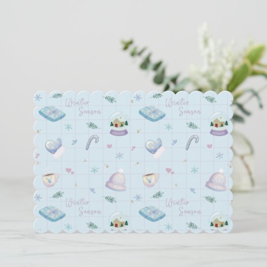 Christmas Gift Wrap with Festive Holiday Patterns Kaart (Staand voorkant)