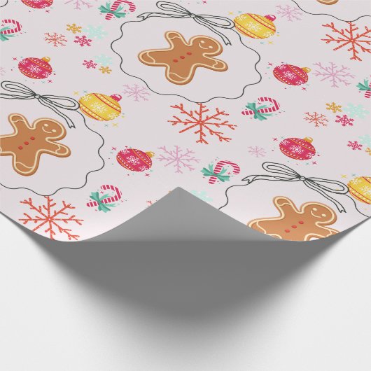 Christmas Gift Wrap with Gingerbread Cadeaupapier (Hoek)