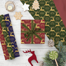 Christmas Gilded Leather Reindeer  Inpakpapier Vel