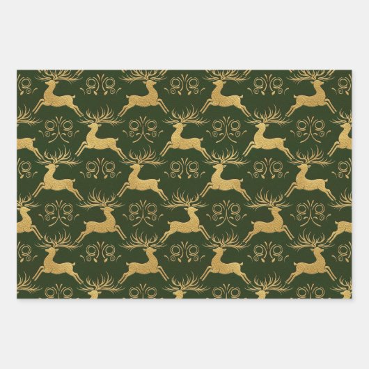 Christmas Gilded Leather Reindeer  Inpakpapier Vel (Voorkant 2)