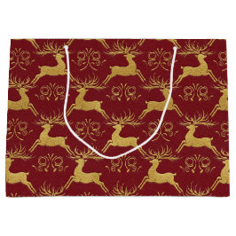 Christmas Gilded Leather Reindeer Red Groot Cadeauzakje
