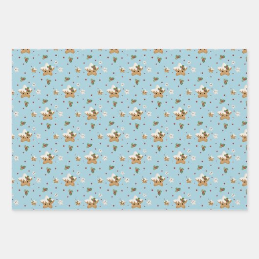 Christmas Ginger Bread Gift Wrap Inpakpapier Vel (Voorkant 3)