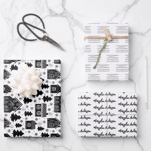 CHRISTMAS GINGER BREAD HOUSE CUSTOM MONOGRAM INPAKPAPIER VEL (Voorkant)