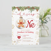 Christmas Gingerbread 1st Birthday Cookie Party Kaart (Staand voorkant)