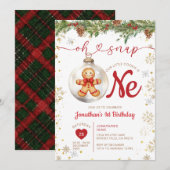 Christmas Gingerbread 1st Birthday Cookie Party Kaart (Voorkant / Achterkant)