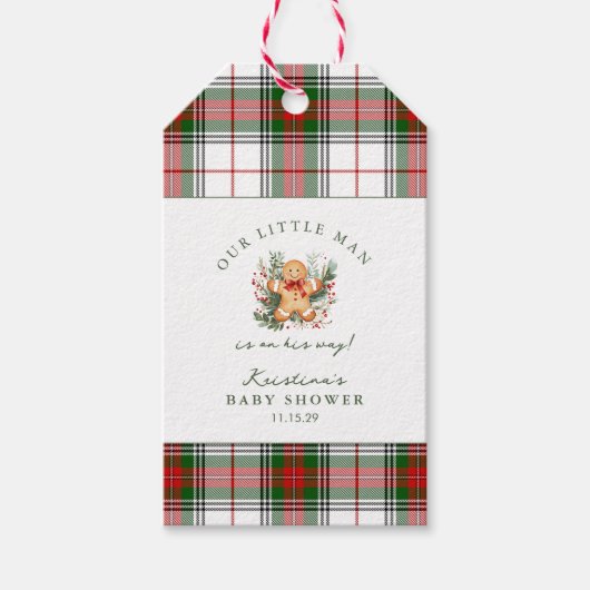 Christmas Gingerbread Baby Shower  Cadeaulabel (Voorkant)
