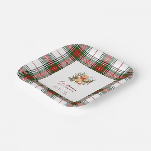 Christmas Gingerbread Baby shower Papieren Bordje (Gebogen)