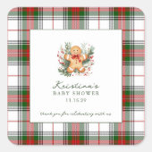 Christmas Gingerbread Baby Shower  Vierkante Sticker (Voorkant)