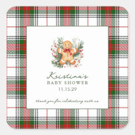Christmas Gingerbread Baby Shower  Vierkante Sticker