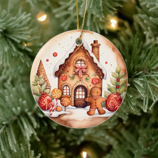 Christmas gingerbread bericht toevoegen waterverf keramisch ornament (Boom)