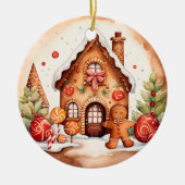 Christmas gingerbread bericht toevoegen waterverf keramisch ornament (Voorkant)