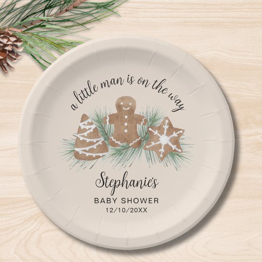 Christmas Gingerbread Boy's Baby Shower Papieren Bordje