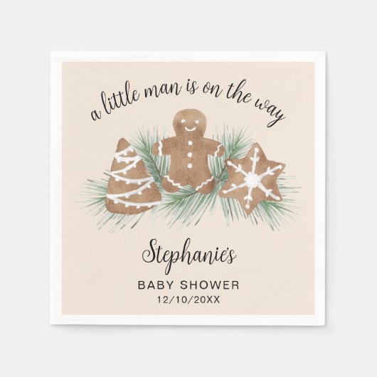 Christmas Gingerbread Boy's Baby Shower Servet (Voorkant)
