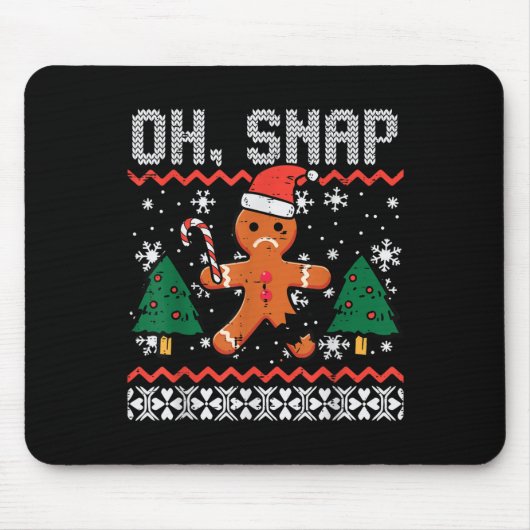 Christmas Gingerbread Broken Oh Snap Ugly Xmas Men Muismat (Voorkant)