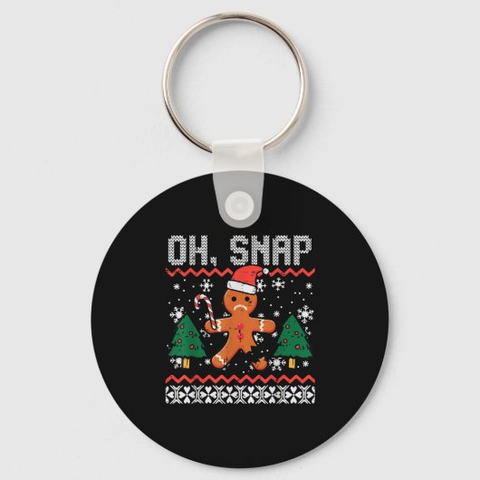 Christmas Gingerbread Broken Oh Snap Ugly Xmas Men Sleutelhanger (Voorkant)