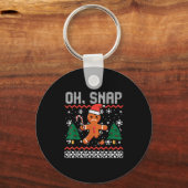 Christmas Gingerbread Broken Oh Snap Ugly Xmas Men Sleutelhanger (Voorkant)