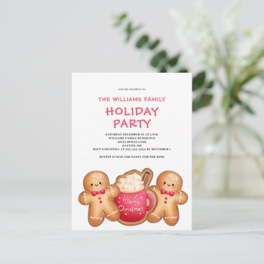 Christmas Gingerbread Cacao Invitation Briefkaart (Staand voorkant)