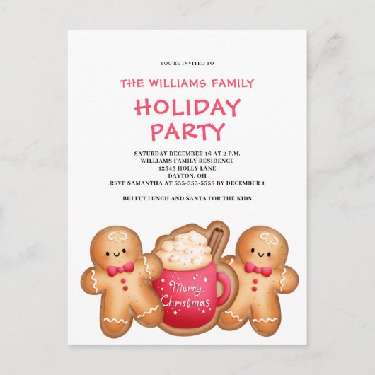 Christmas Gingerbread Cacao Invitation Briefkaart (Voorkant)