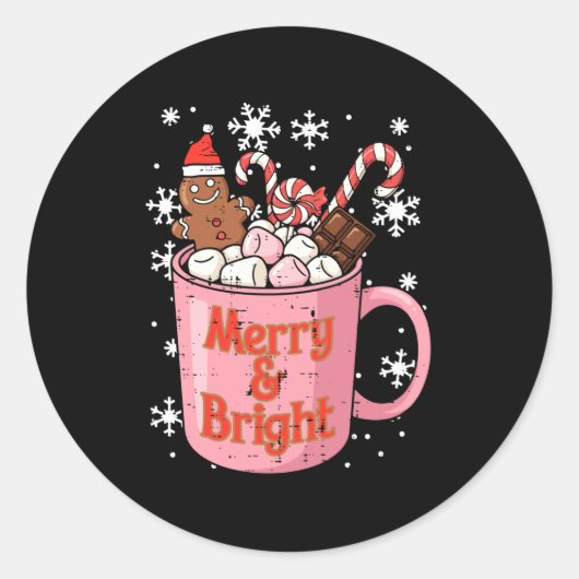 Christmas Gingerbread Cocoa Merry Bright Xmas Wome Ronde Sticker (Voorkant)