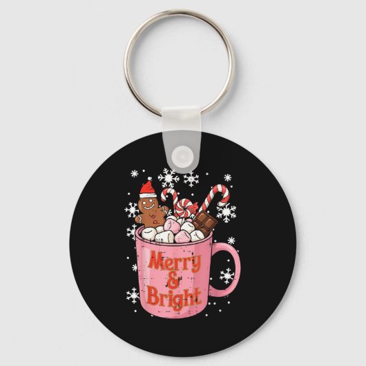 Christmas Gingerbread Cocoa Merry Bright Xmas Wome Sleutelhanger (Voorkant)