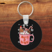 Christmas Gingerbread Cocoa Merry Bright Xmas Wome Sleutelhanger (Voorkant)