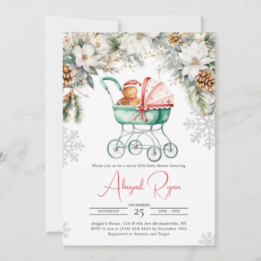 Christmas Gingerbread Cookie Baby Shower Kaart (Voorkant)