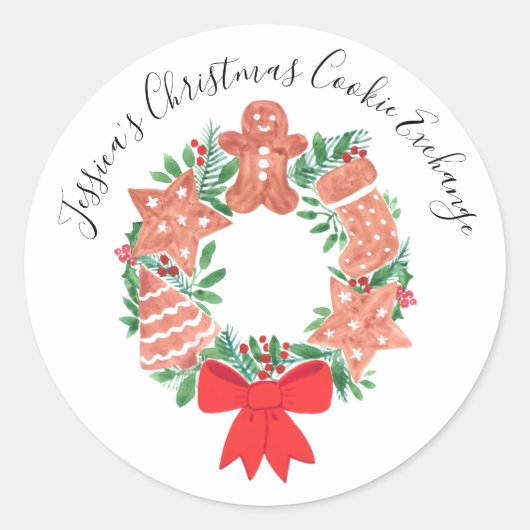 Christmas Gingerbread Cookie Exchange  Ronde Sticker (Voorkant)
