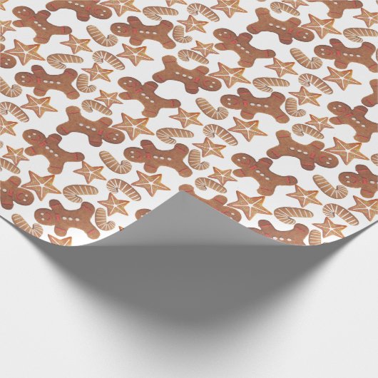 Christmas Gingerbread Cookie Pattern Cadeaupapier (Hoek)