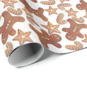 Christmas Gingerbread Cookie Pattern Cadeaupapier (Rol Hoek)