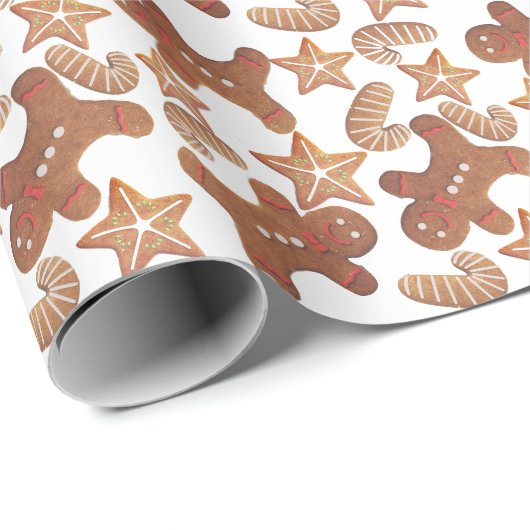 Christmas Gingerbread Cookie Pattern Cadeaupapier (Rol Hoek)