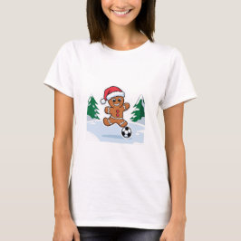 Christmas Gingerbread Cookie playing soccer T-shirt
