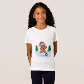 Christmas Gingerbread Cookie playing soccer T-shirt (Voorkant volledig)