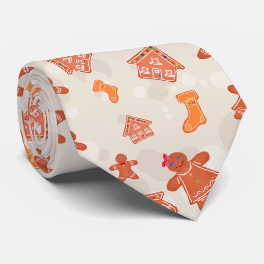 Christmas Gingerbread Cookies Pattern Stropdas (Opgerold)