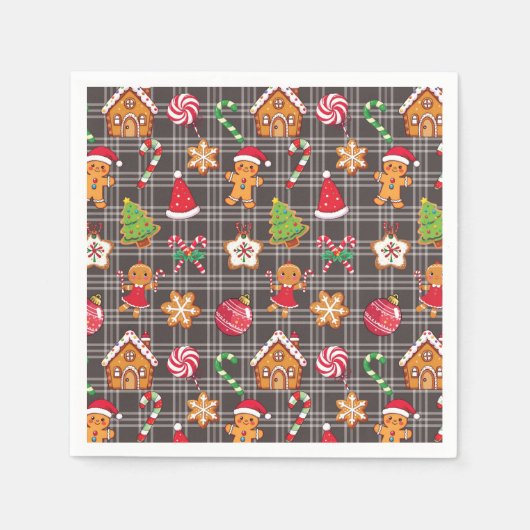 Christmas Gingerbread Cookies Print Party Napkins Servet (Voorkant)