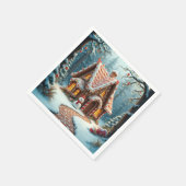 Christmas Gingerbread Cottage With a Snowman  Servet (Hoek)