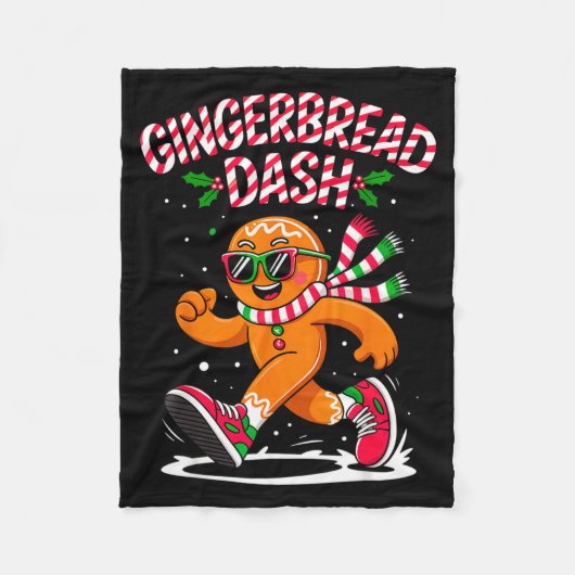 Christmas Gingerbread Dash Running Runner Xmas Mar Fleece Deken (Voorkant)