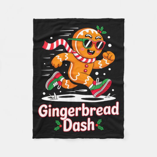 Christmas Gingerbread Dash Running Runner Xmas Mar Fleece Deken (Voorkant)