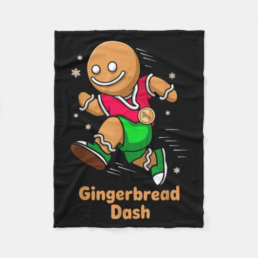Christmas Gingerbread Dash Running Runner Xmas Mar Fleece Deken (Voorkant)