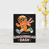 Christmas Gingerbread Dash Running Runner Xmas Mar Kaart (Gele Bloem)