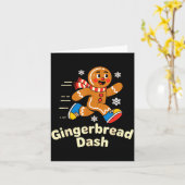 Christmas Gingerbread Dash Running Runner Xmas Mar Kaart (Gele Bloem)