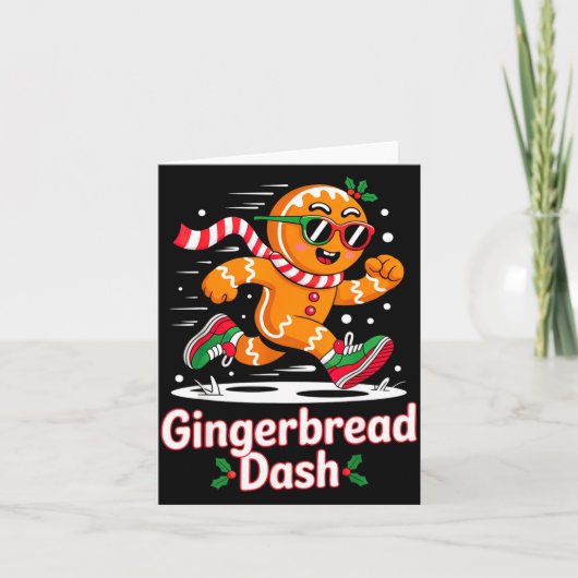 Christmas Gingerbread Dash Running Runner Xmas Mar Kaart (Voorkant)