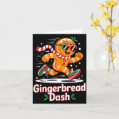 Christmas Gingerbread Dash Running Runner Xmas Mar Kaart (Gele Bloem)