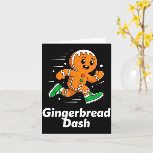 Christmas Gingerbread Dash Running Runner Xmas Mar Kaart (Gele Bloem)