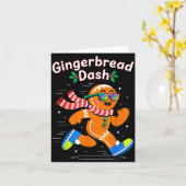 Christmas Gingerbread Dash Running Runner Xmas Mar Kaart (Gele Bloem)