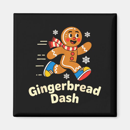 Christmas Gingerbread Dash Running Runner Xmas Mar Magneet (Voorkant)